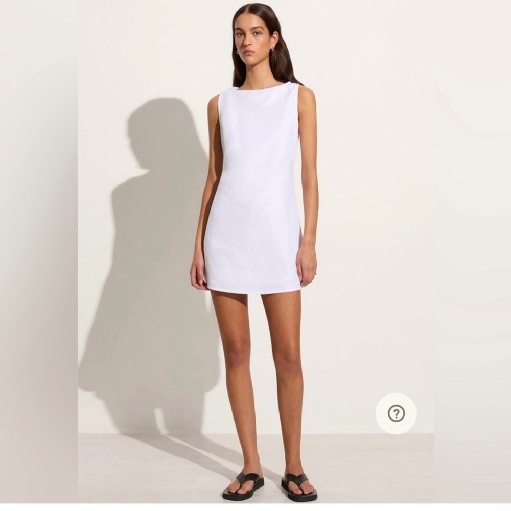 Faithfull The Brand Lui Linen Mini Dress in White